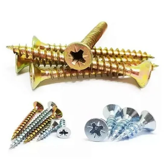 Pozi Drive Chipboard Screw DIN7505 Yellow Zinc Countersunk Self‑Tapping Wood Screw for Furniture MDF Particle Board factory